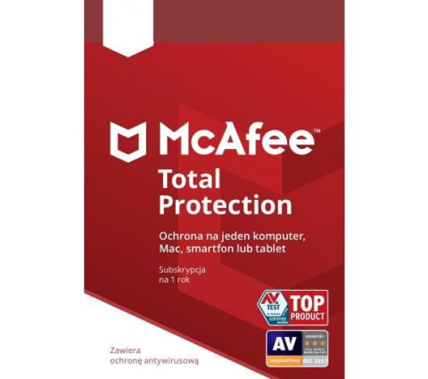 McAfee Total Protection 1 PC/1 rok - klucz aktywacyjny (Key)